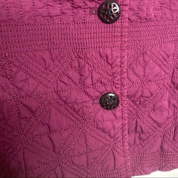 Sigrid Olsen Women's Eggplant Purple Quilted Button Front Jacket Size Medium - Picture 2 of 8